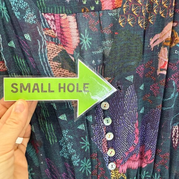 Farm Rio Small Boho Floral Long‎ Sleeve Maxi Dress Ruffles River Creatures FLAW - Picture 13 of 16